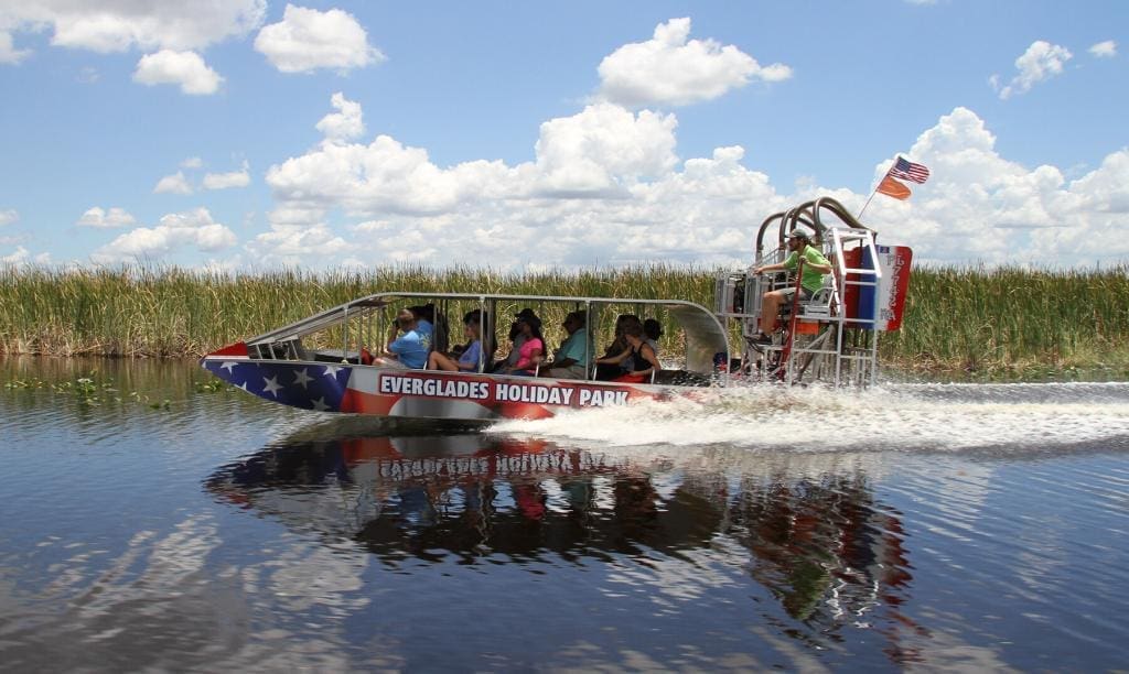 Star-Spangled Airboat Carrying Passengers at Everglades Holiday Park