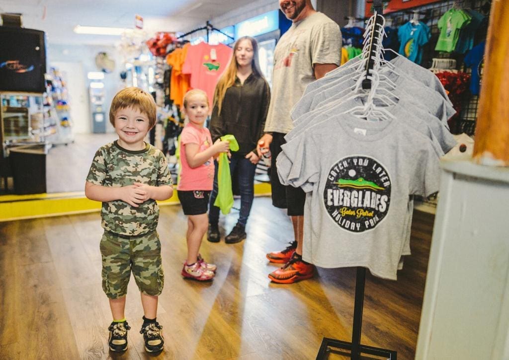 family inside gift shop